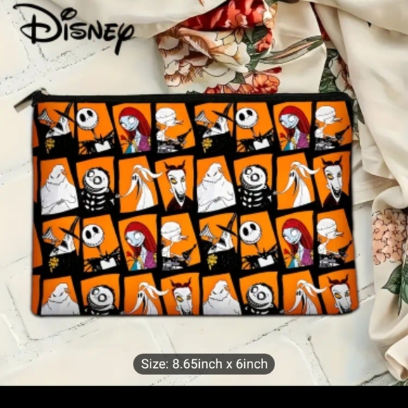Disney Halloween Character Cosmetic Bag - Orange and Black - Picture 1 of 3